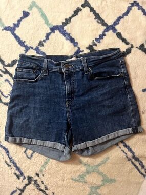 Levi's Dark Blue Rolled Cuff Denim Shorts